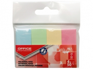 zakadki indeksujce samoprzylepne Office Products papierowe, 20x50 mm, zawieszka, mix kolorw pastelowych, 4x50 kartek