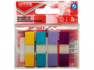 zakadki indeksujce samoprzylepne Office Products PP, 12x43 mm, zawieszka, mix kolorw pastelowych, 4x35 kartek