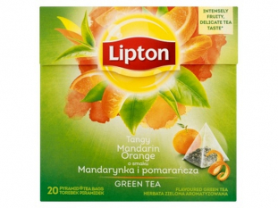 herbata zielona Lipton, mandarynka i pomarańcza, 20 torebek,piramidki