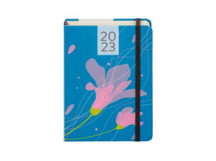 kalendarz książkowy B6 Antra Kwiat 2023 r., dzień na stronie, z gumką zamykającą, oprawa twarda