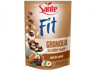 płatki śniadaniowe Sante fit granola, orzechowo-kakaowe, bez dodatku cukru 300g  