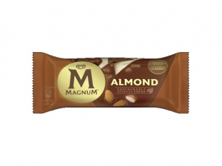 lody Magnum Almond na patyku, waniliowe z polewą z mlecznej czekolady z kawałkami migdałów 120ml 20szt./opak Koszt transportu - zobacz szczegóły