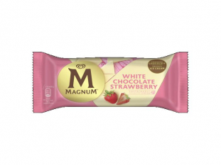 lody Magnum White na patyku, truskawkowe w białej czekoladzie 110ml 20szt./opak Koszt transportu - zobacz szczegóły