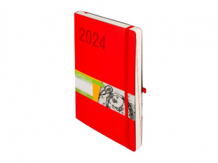 kalendarz B5 Antra Impresja 2024 r. dzie na stronie, czerwony