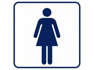 piktogram, znak TDC, toaleta damska, na pycie PCV