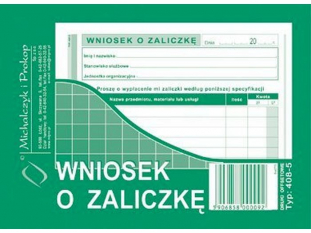 wniosek o zaliczk 408-5 Michalczyk&Prokop A6 40 kartek