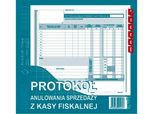 protok anulowania sprzeday z kasy fiskalnej 171-2 Michalczyk&Prokop 2/3 A4 80 kartek