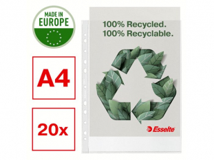 koszulka na dokumenty A4 Esselte w 100% z recyklingu, 75 mic, przezroczysta groszkowa 20 szt./op.