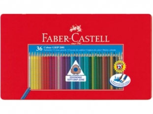 kredki owkowe Faber Castell Grip 2001 trjktne, 36 kolorw w metalowym opakowaniu, 112435