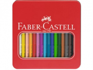 kredki owkowe Faber Castell Grip Jumbo, trjktne, 16 kolorw w metalowym opakowaniu, 110916