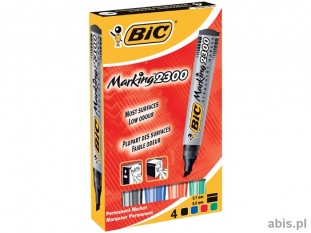 marker permanentny Bic Marking 2300, ścięta końcówka, gr.linii 3,1-5,3 mm, 4 szt./kpl.