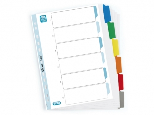 przekładki do segregatora A4 Maxi kartonowe Elba Mylar, 6 stron, białe z kolorowymi indeksami