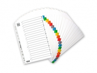 przekładki do segregatora A4 kartonowe alfabetyczne A-Z Elba Mylar, białe z kolorowymi indeksami