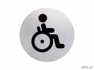 tabliczka samoprzylepna Durable srebrna, stalowa, okrga, rednica 83 mm, symbol Toaleta Dla Niepenosprawnych