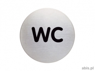 tabliczka samoprzylepna Durable srebrna, stalowa, okrga, rednica 83 mm, symbol Toaleta