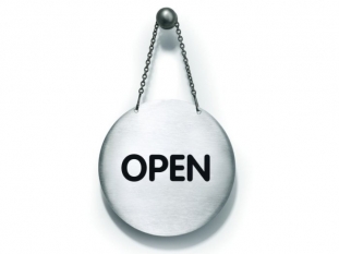 tabliczka wiszca Durable napis Open / Closed ( otwarte/ zamknite) stalowa, srebrna, rednica 130 mm 