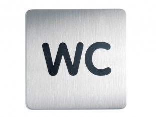 tabliczka samoprzylepna Durable srebrna, stalowa, 150x150 mm, symbol Toaleta