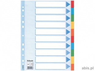 przekadki do segregatora A4 kartonowe Esselte 10 kart z 5 kolorami