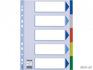 przekadki do segregatora A4 PP Esselte 5 kart z PVC 5 kolorw