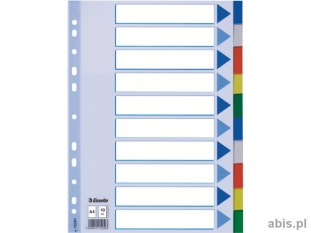 przekadki do segregatora A4 PP Esselte 10 kart z PVC 5 kolorw