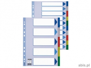 przekadki do segregatora A4 PP Esselte 5 kart z 5 kolorw