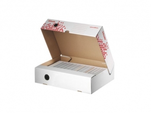 pudło archiwizacyjne Esselte Speedbox otwierane z szerszej strony, karton o wymiarach 80x350x250 mm