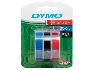 tama, etykiety do wytaczarki Dymo 3D 9 mm x3m, mix ( czarna, czerwona, niebieska), 3 szt/op.