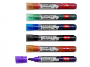 marker do tablic suchocieralnych whiteboard Nobo Liquid Ink mix kolorw 6 szt./op.