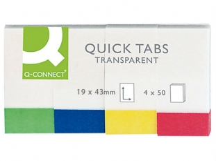 zakadki indeksujce samoprzylepne Q-Connect PP 19x43 mm, 4 kolory neonowe 4x50 kartek 