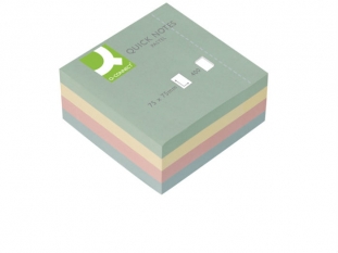 karteczki samoprzylepne Q-Connect 76x76 mm, kostka 4 kolory pastelowe 4x100 kartek 