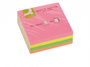 karteczki samoprzylepne Q-Connect 76x76 mm, kostka 4 kolory neonowe 4x80 kartek 