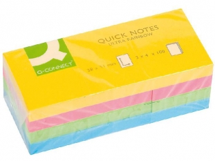 karteczki samoprzylepne Q-Connect 38x51 mm, kolorowe op.12x100 kartek