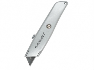 nóż do papieru duży 18 mm Q-Connect metalowy, z blokadą, biurowy, pakowy, do tapet