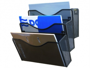 pojemnik na dokumenty, czasopisma / sorter biurkowy Q-Connect metalowy, 3 pki, czarny