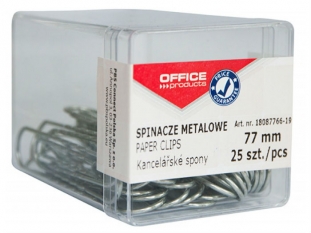 spinacze 77 mm, due Office Products srebrne 25 szt./op.
