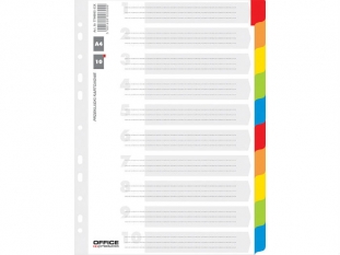 przekładki do segregatora A4 kartonowe Office Products 10 stron, kolorowe, laminowany indeks
