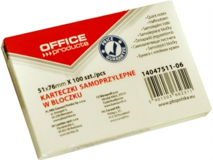 karteczki samoprzylepne Office Products 51x76 mm, żółte, 100 kartek