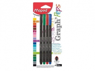 cienkopis 0,4 mm 4 szt./op. Maped Graph Peps Basic, etui, mix kolorw