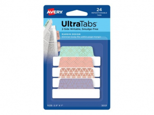 zakadki indeksujce samoprzylepne Avery Zweckform 30123 Ultra Tabs 4 kolory ze wzorem, 63,5x25,4 mm, 24 szt./op