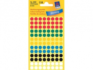etykiety samoprzylepne okrge Avery Zweckform 3090 r. 8 mm, kka, mix kolorw, 416 szt./op.