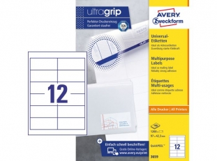 etykiety samoprzylepne uniwersalne białe Avery Zweckform 3659 papierowe 97x42,3 mm, ark. A4 2x6, 100 ark./op.