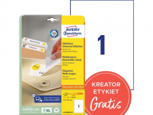 etykiety samoprzylepne usuwalne biae Avery Zweckform 4735 Stick&Lift 210x297 mm, ark. A4 1x1, ILK, 25+5 ark./op.