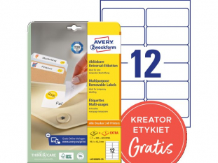 etykiety samoprzylepne usuwalne biae Avery Zweckform 4743 Stick&Lift 99,1x42,3 mm, ark. A4 2x6, ILK, 25+5 ark./op.