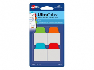 zakadki indeksujce samoprzylepne Avery Zweckform 74760 Ultra Tabs 4 kolory, 25,4x38,1 mm, 40 szt./op.