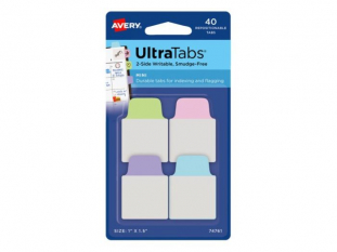 zakadki indeksujce samoprzylepne Avery Zweckform 74761 Ultra Tabs 4 kolory pastelowe, 25,4x38,1 mm, 40 szt./op.