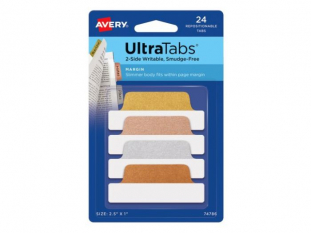 zakadki indeksujce samoprzylepne Avery Zweckform 74786 Ultra Tabs 4 kolory metaliczne, 63,5x25,4 mm, 24 szt./op.