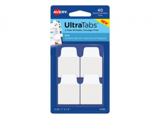 zakadki indeksujce samoprzylepne Avery Zweckform 74788 Ultra Tabs biae, 25,4x38,1 mm, 40 szt./op.