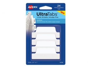 zakadki indeksujce samoprzylepne Avery Zweckform 74789 Ultra Tabs biae, 63,5x25,4 mm, 24 szt./op