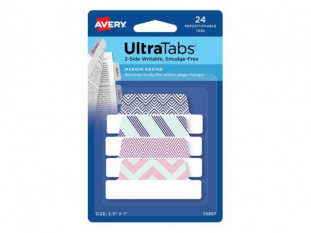 zakadki indeksujce samoprzylepne Avery Zweckform 74897 Ultra Tabs 4 kolory ze wzorem, 63,5x25,4 mm, 24 szt./op