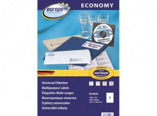 etykiety samoprzylepne uniwersalne biae Economy Europe100 by Avery Zweckform ELA026 papierowe 210x148 mm, ark. A4, 100 ark./op.